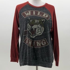 Wild Thing Graphic Women's Top - Red and Gray